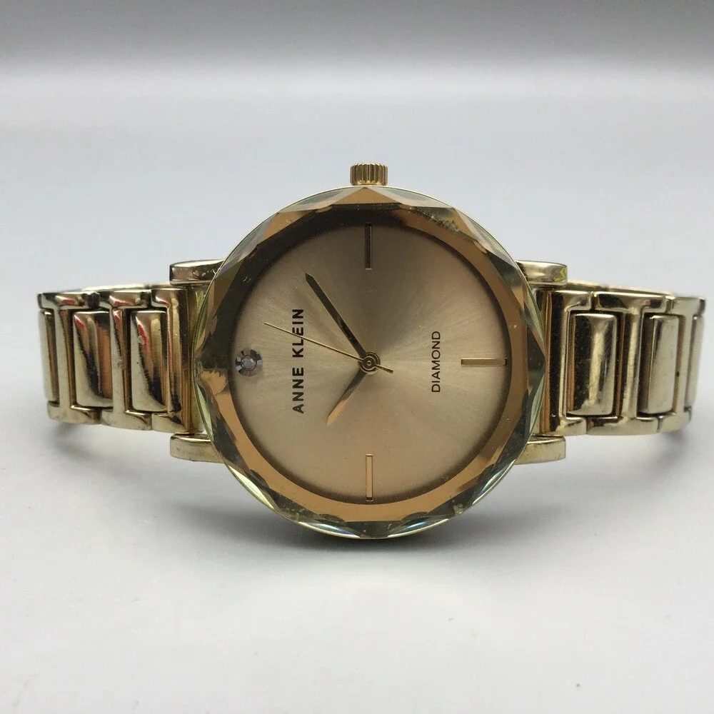 Anne Klein Diamond Accent Womens Watch 32mm Gold Tone AK/1328 New Battery 6.25